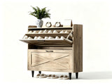 2-Drawer Top-Mounted Barn Door Shoe Cabinet Melamine Board Embossed MDF Shoe Cabinet 60682499