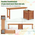 ZUN Outdoor bench with planter box, teak 57707111