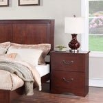 ZUN 2 Drawers Pine Wood Nightstand, Cherry B016P257268