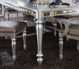Glamourous Silver Finish Rectangular Dining Table 1pc Draw Leaf Mirror Trim Apron Dining Room B01152297