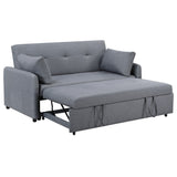 Radella 69"W Gray Linen Convertible Sleeper Sofa with USB Ports, Power Sockets, Pockets, Pillows, B061P296420