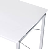 ZUN White and Chrome Writing Desk with Sled Base B062P184564