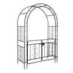 ZUN 134.5*58.5*213cm Arc Roof Double Layer With Door Wrought Iron Iron Arch Courtyard Black 03609529