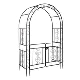 ZUN 134.5*58.5*213cm Arc Roof Double Layer With Door Wrought Iron Iron Arch Courtyard Black 03609529