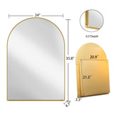 24x36 Inch Arched Recessed Medicine Cabinet, Metal Framed Bathroom Wall Cabinet with Mirror and W1435P182923