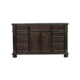 ZUN Formal Traditional Dresser of 9 Drawers Dark Cherry Finish with Gold Tipping Storage Cabinet B011P211337