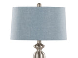 27" Contemporary Metal Table Lamp in Brushed Nickel with Light Blue Linen Shade from Grandview B202P224086