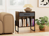 Multi-Purpose Record Player Stand with Drawer and Record Holder-Rustic Brown 25963705