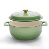 Cast iron 5QT cooking pot - Gradient green - includes two silicone gloves - Enamel pot 72386138