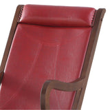 ZUN Burgundy and Walnut Rocking Chair with Nailhead Trim B062P209179