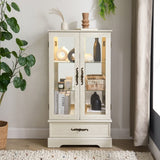 ZUN Glass Cabinet Lighted Glass Cabinet Curio Display Cabinet with Adjustable Glass Shelves 2 Doors and W2275P178889