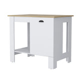 Vancouver 1-Door Kitchen Island with Open Shelf White and Macadamia B062103267