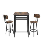 ZUN Bar table, equipped with 2 bar stools , with backrest and partition W57868881