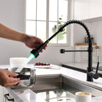 ZUN LED Commercial Kitchen Faucet with Pull Down Sprayer, Single Handle Single Lever Kitchen Sink Faucet W1932P171822