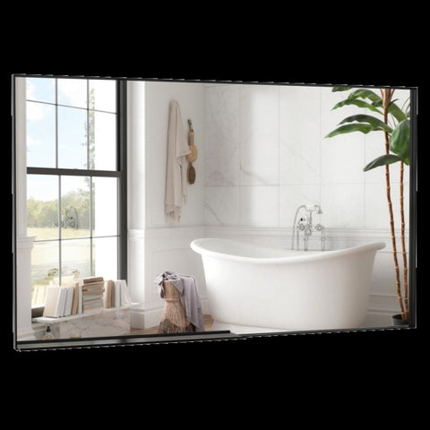 ZUN 60"x40" Oversized Modern Rectangle Bathroom Mirror with Black Frame Decorative Large Wall Mirrors W708140631