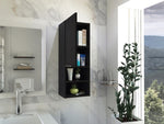 ZUN Mila Bathroom Cabinet, Two Interior Shelves, Two External Shelves, Single Door Cabinet -Black B20091953