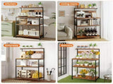Bakers Rack with Power Outlet, 4-Tier Kitchen Coffee Bar and Microwave Stand, Storage Organizer, 93100756
