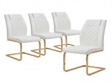 High-Back Chairs Set of 4, PU Leather Modern Kitchen Chairs with Gold Legs for Home Furniture W3803P420015