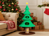 59in Large Tall Christmas Tree Cat Tower 2 Cat Condos & Scratching Post, Soft Fleece Cat Tree 40781062