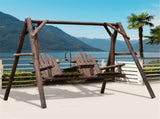 Wooden 2-Seat Porch Swing with Stand & Center Table, Patio Swing Chair for Garden, Poolside & 13661219