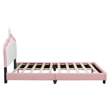 Full size Upholstered Princess Bed With Crown Headboard,Full Size Platform Bed with Headboard and N733P180808H