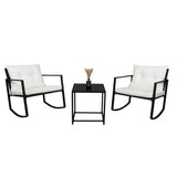 ZUN Single 2pcs Coffee Table 1pc Exposed Rocking Chair Three-Piece Set Black 86452493