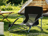 Black Set of 2 Folding Beach Chairs with Mesh Back Carry Bag & Cup Holder for Outdoor Camping Lawn 29944345