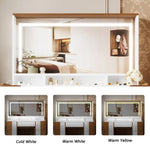 ZUN 44.4" Elegant Vanity Table with Large Lighted Mirror & Power Outlet, Dressing Table with 7 Drawers & 04331861