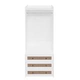 Wardrobe with 3 Drawers High Wardrobe Armoire With Rattan For Living Room, Bedroom Organizer W688P266052