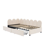Twin size Upholstered Daybed with 2 Drawers, Velvet Sofabed with Soft Fabric Headboard, No N733P194900A