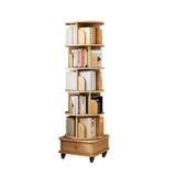 6 Tier Rotating Bookshelf, 360&deg Display Round Spinning Bookshelf with Wheels and Drawer, 90763993