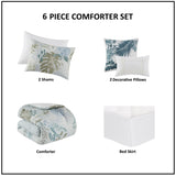 Queen 6 Piece Oversized Cotton Comforter Set with Throw Pillow B035128766