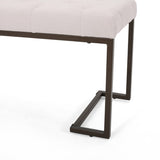 Upholstered Button Tufted Bench,Beige and Bronze N757P256383A
