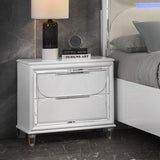 Pearl White 2-Drawer Nightstand with Acrylic Crystal Legs B062P215411