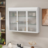 ZUN 3 Door Arched Wall Mounted Glass Cabinets for Kitchen, Living Room and Bathroom W757P221502