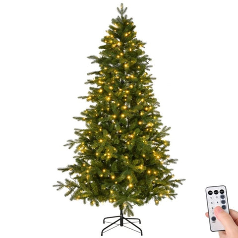 ZUN 7 FT Pre-lit Artificial Christmas Tree, Holiday Xmas Tree with 400 Warm White Lights, 950 Branch 23366057