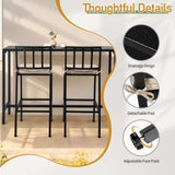 3 Piece Outdoor Patio Bar Set, 55" Rectangular Pub Height High Top Bar Table with 2 Cushioned Bar 97176275