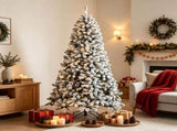 6 Foot Flocked Northern Pine Christmas Tree Artificial Xmas Tree Curved Tips LED Lights Indoor 21296391