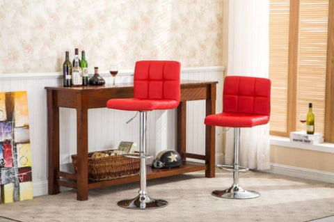 ZUN Swivel Faux Leather Adjustable Hydraulic Bar Stool, Set of 2, Red T2574P164842