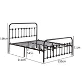 ZUN Single-Layer Curved Frame Bed Head and Foot Tube with Shell Decoration Queen Black Iron Bed 83008201