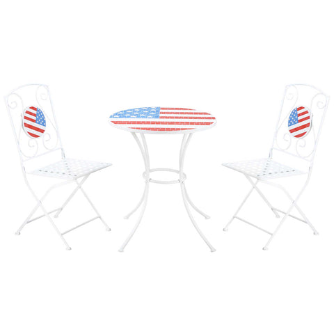 ZUN 3 Piece Patio Bistro Set, Folding Outdoor Furniture with USA Mosaic Table and Chairs, 
Portable W2225142611