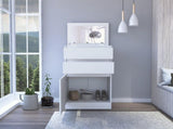 Dresser 43"H, Jewelry Box, Mirror, Single Door Cabinet, Two Drawers, White B097132972