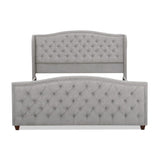 Marcella Upholstered Shelter Headboard Bed Set, King, Silver Grey Polyester B2719P238222