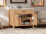 30" Bathroom Vanity with Resin Sink, Solid Wood Frame Bathroom Sink with Adjustable Shelf, N710P405952P