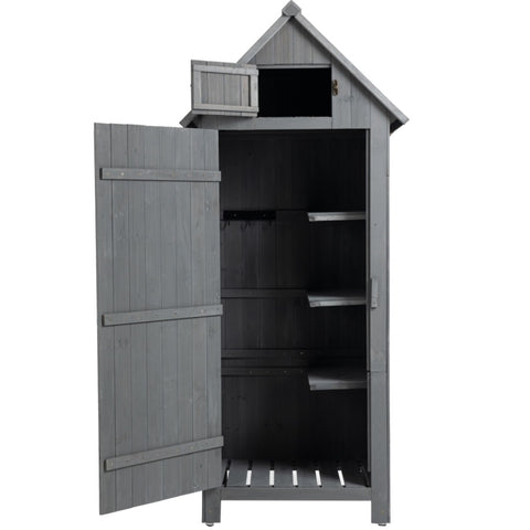 ZUN 30.3"L X 21.3"W X 70.5"H Outdoor Storage Cabinet Tool Shed Wooden Garden Shed Gray 76525253