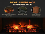 27" Electric Fireplace Insert, Retro Recessed Fireplace Heater with Realistic Log Flame, Remote 68101942