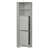 ZUN Tall Bathroom Corner Cabinet, Freestanding Storage Cabinet with Doors and Adjustable Shelves, MDF WF293800AAG