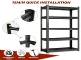 5-Tier Metal Storage Shelving, Industrial Utility Rack, Adjustable Height Bookcase for Living Room, 05405034