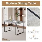 Industrial Rectangular MDF Light Grey Patterned Dining Table for 4-6 people with 1.5 inch thick MDF W1151P209828