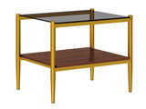 Set of 2 Rectangle End Table, Tempered Glass Tabletop with MDF layer, Modern Table for Living Room , W241P184252